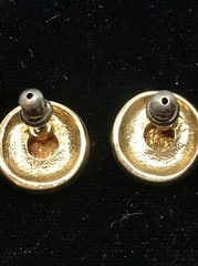 Vintage Costume Fashion Jewlery Gold tone faux Roman/Greek Coin Pierced Earring