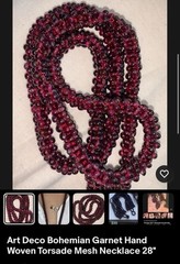 Antique 14k Gold Garnet Coral Onyx Necklace 28″