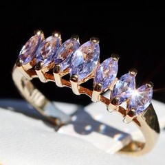 10k yellow gold ring 1.00ct tanzanite pyramid size 7 vintage handmade 2.3g N2872