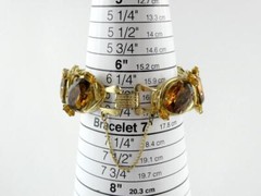 Vintage Costume Goldtone Metal Brown and Yellow Rhinestone Bracelet Unsigned