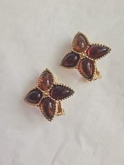 Vtg Avon Mogul Topaz Lucite Cabochon Star Dangle Pin Pendant Clip Earrings