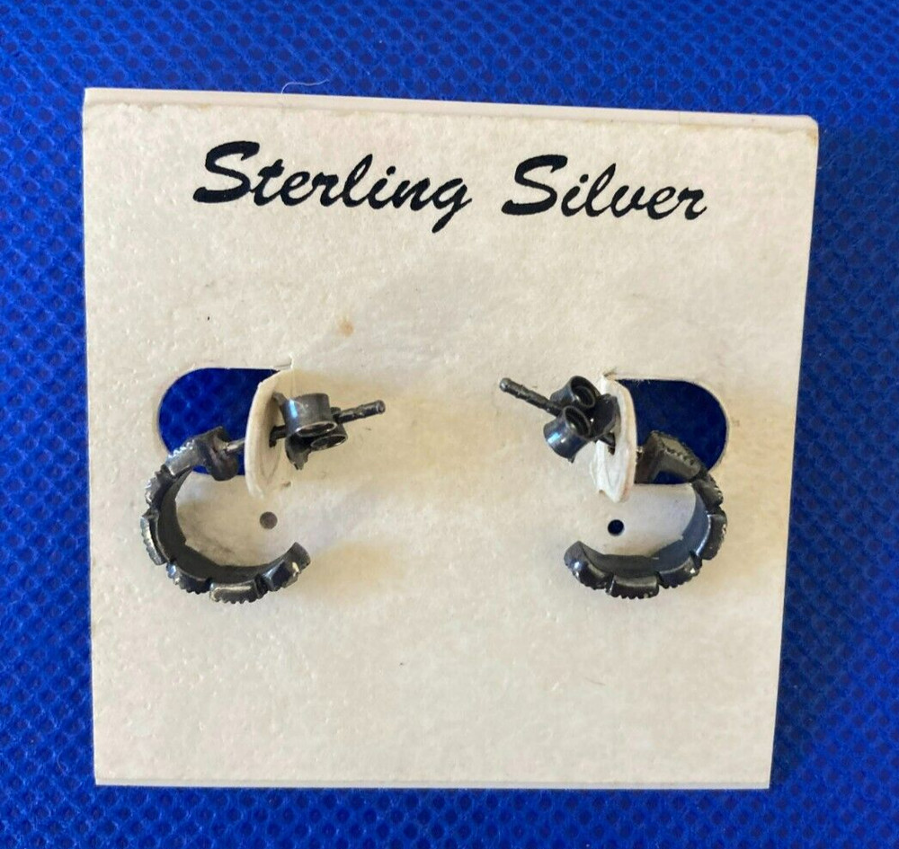 Earrings Vintage 925 And Marcasite Half Hoop .5-inches