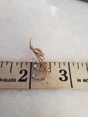 Vintage Krementz NIB 2 Tone Yellow Rose Gold Plated Leaf Crystal Pin