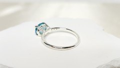 Sterling Silver Ring W Large Oval-cut Aquamarine Crystal & CZ Accents – Sz 8.75