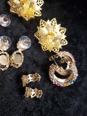 RHINESTONE Mixed Vintage Multi-Color Pierced Earrings LOT/10