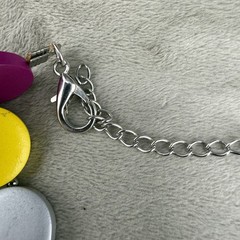 Statement Necklace Layered Painted Wood Disc Bright Summer Party 18”