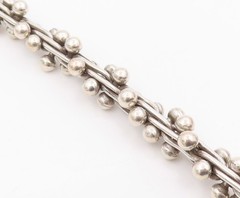 925 Sterling Silver Vintage Bracelet Modernist Twisted Bar & Ball Chain BT11958