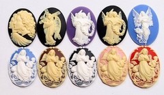 10 Different 40x30mm Victorian Beautiful Guardian Angel Cameos, All Very Nice