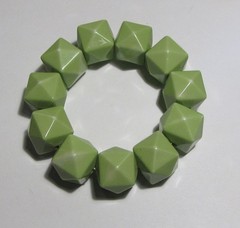 Vintage Lime Green Plastic Block Bead 3/4″ Wide Stretch Bracelet