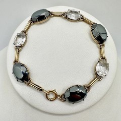 Antique Old VTG Gold Filled Tennis Bracelet White Topaz? Estate Sale Rare Read