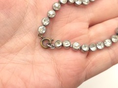 Vintage Art Deco Clear Faceted Czech Czechoslovakia Glass Silver Plate Bracelet
