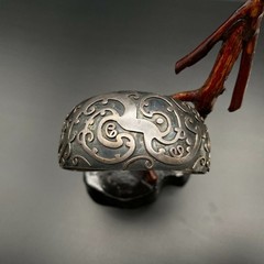 Vintage Abstract Sterling Silver Cuff Bracelet 6-3/4″