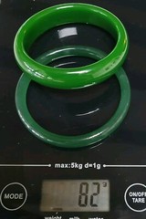Vintage 2 X 62mm Tubular Jade Look Green Glass Bangle 82 Grams