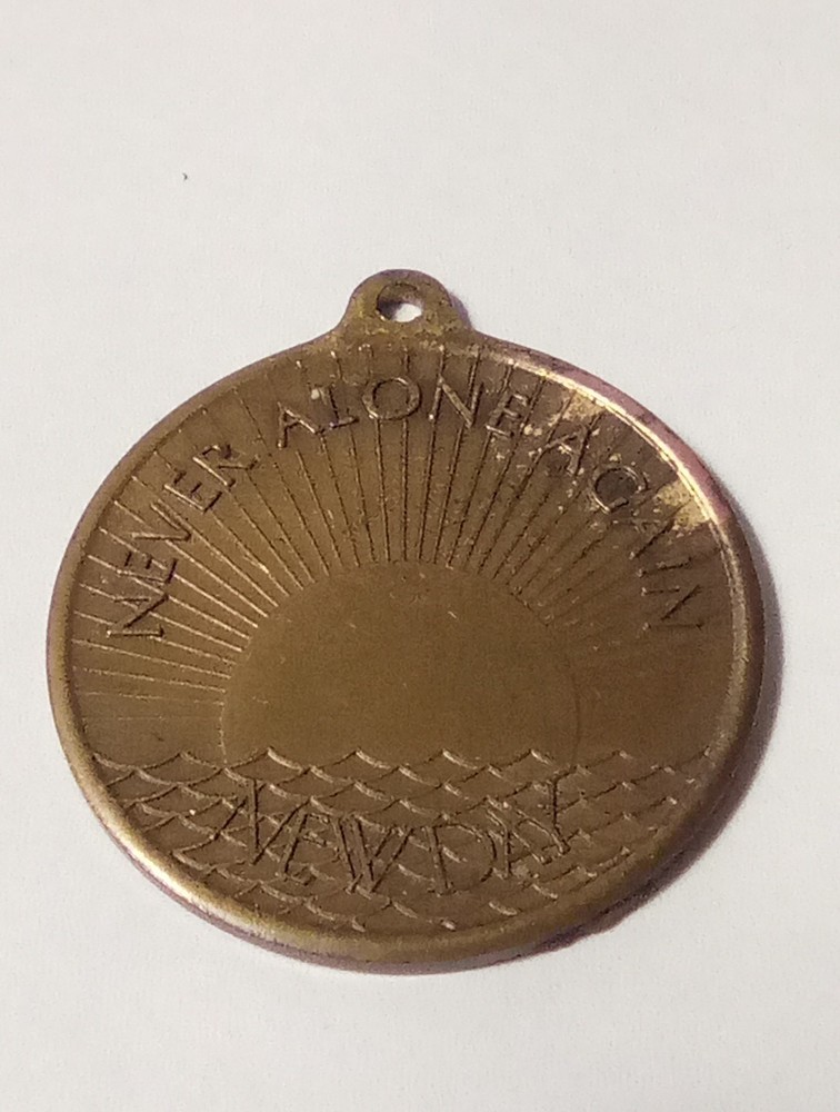 NEVER ALONE AGAIN NEW DAY LOGO PENDANT GREAT FOR ANY VINTAGE COLLECTION!