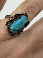 Vintage Sterling Silver Ring Southwest Turquoise Stone Blue Size 6