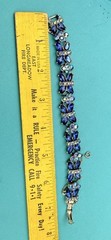 Signed Star AB & Sapphire Blue Rhinestone Bracelet Snap Close & Safety Chain
