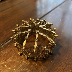Vintage 1950s Expandable Chignon Hair Bun Cage Gold Tone, Prong Set Rhinestones