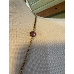 Vintage Gold Tone Delicate Statement Necklace Purple Prong Set Stones 20 Inch