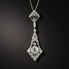 Edwardian 1.25 Ct Old European Cut Moissanite Gemstone Filigree Pendant Necklace
