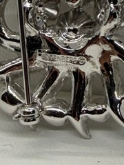 Authentic EISENBERG Crystal Rhinestone Rhodium Plated Silver Brooch. Never Worn