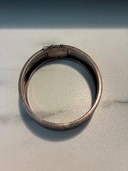 Vintage Hinged Bangle Bracelet 800 Silver Engraved Floral clasp 27 grams
