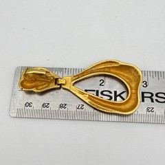 Vtg 80s STATEMENT Brushed Gold Tone Modern Doorknocker Runway Clip Earrings
