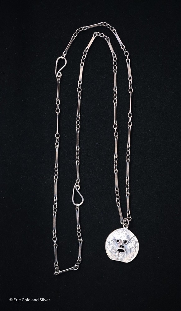 Ed Levin Sterling Silver Abstract Bocca Della Verita 22″ Necklace – RARE