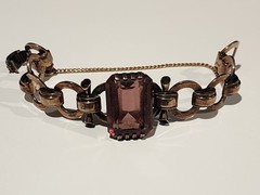VINTAGE GOOD QUALITY TRIFARI? KATZ? 1/20 12KT GF AMETHYST GLASS BRACELET