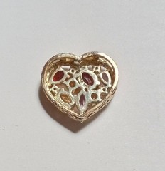 VTG thai FAS Signed 925 Slider Heart Pendant With Multi colored Gemstones