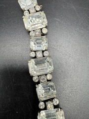 Vintage Eisenberg Crystal Rhinestone Sterling Silver Clasp Heavy Bracelet 7.5”