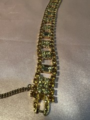 VTG Weiss Goldtone Crystal Peridot Green Topaz Tennis Bracelet-AS IS see Pics