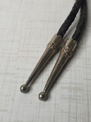 Vintage Bolo Tie Eagle Thunderbird Turquoise Silver Tone Black Enamel Design