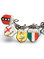 Vintage REU 800 Silver European Travel Charm Bracelet Paris Venice Munich 1972