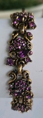 VTG Hollycraft Amethyst Purple Rhinestone Bracelet Gold Tone Signed 1950s