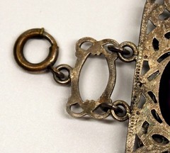 Antique Vtg 800 Silver Filigran Depose Bracelet with Purple Stones