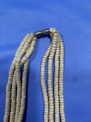 Vintage Bead Ethnic Boho Silver tone Bone / metal/ mother of pearl Necklace