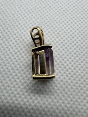 Vintage Emerald Cut Ametrine Purple & Clear Pendant with 10k Yellow Gold 2.46g
