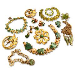 Vintage Tumbled Stones Gemstone Glass Signed Swoboda Repair Costume Jewelry Lot