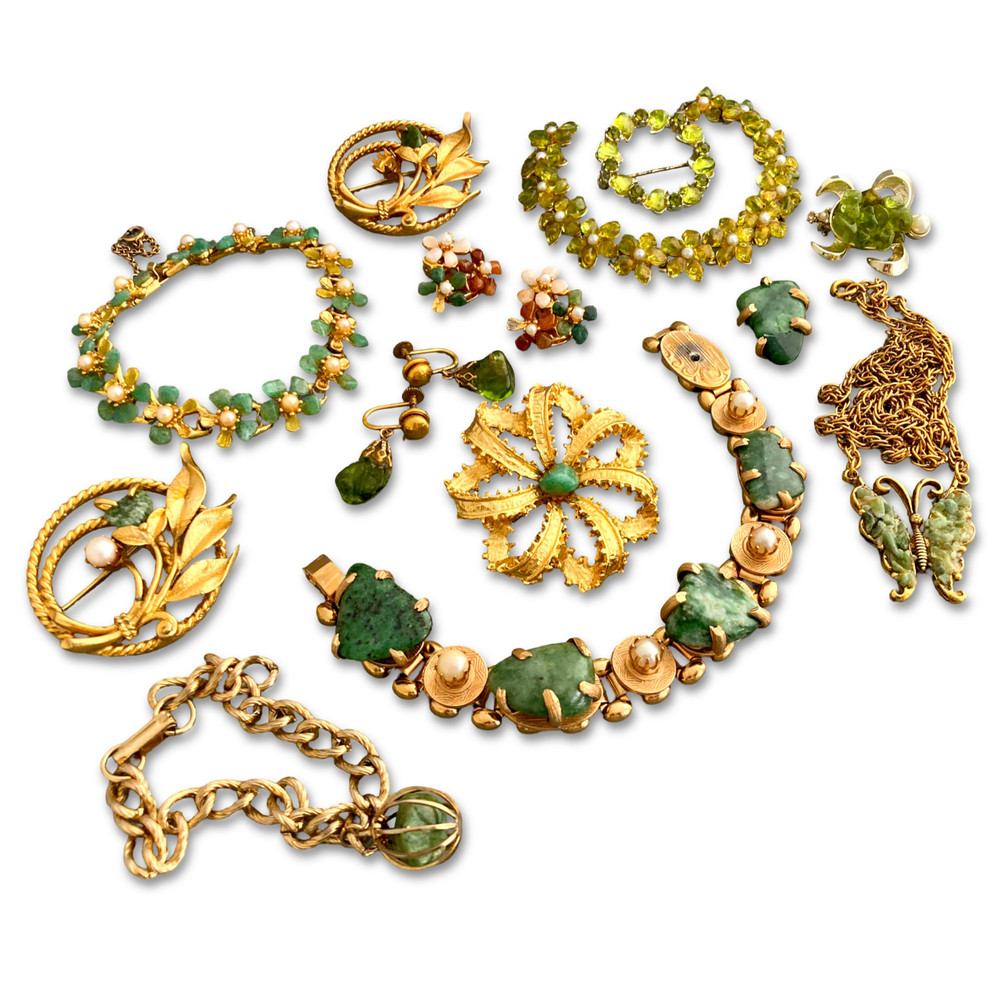Vintage Tumbled Stones Gemstone Glass Signed Swoboda Repair Costume Jewelry Lot