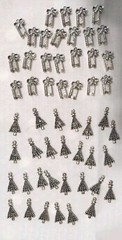 Lot 53 CHARMS Christmas Trees Presents 1″ – 3/4″ Silver Tone Costume Jewelry