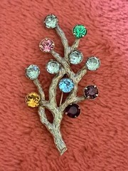 Vintage Signed Van Dell Tree Branch Brooch W/ Rhinestones 1/20 12K G.F.