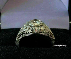 2Ct Round Cut Bezal Set Lab-Created Diamond Engagement Ring 14k White Gold Over