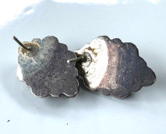 Vintage Rose Quartz Southwestern Stud Earrings Tested As Sterling Silver #22