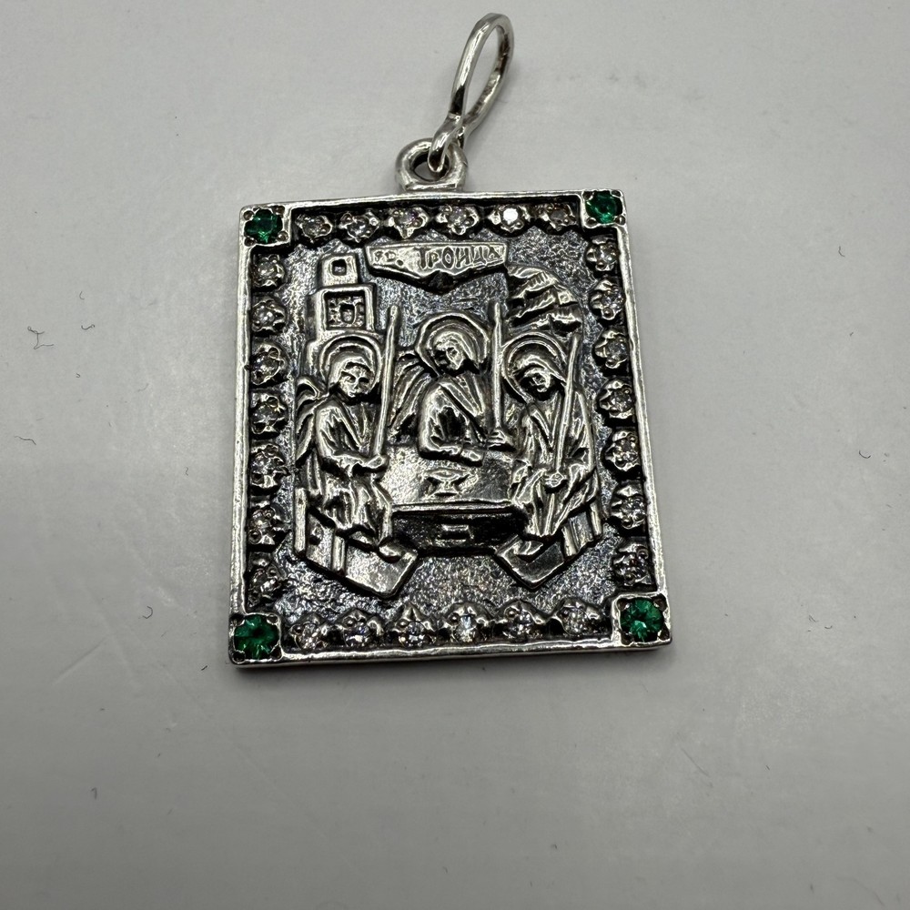 Vintage pendant “Trinity” made of 925 silver, handmade, Zircon 12,24g