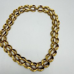 Vintage Napier Gold Tone Choker Link Chain Necklace Pat Number Mint