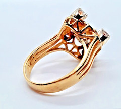 Antique 14K Gold & Five Diamond Ring – High Pierced Mount, 1.45 Carats, Sz. 7