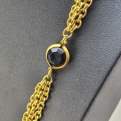 Vintage Tassel Necklace Black Gold Tone Long Layering Statement Runway