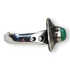 Vintage Artisan Sterling Silver 925 Mercury Head Dime Chrysocolla Ring SZ 11