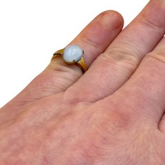 1.8g Antique Vintage Deco 10k Yellow Gold Filled GF Moonstone Band Ring S 6