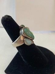 Vintage Modern Sterling Silver Turquoise Multi Stone Ring Size 7.25 (12gr) NICE!